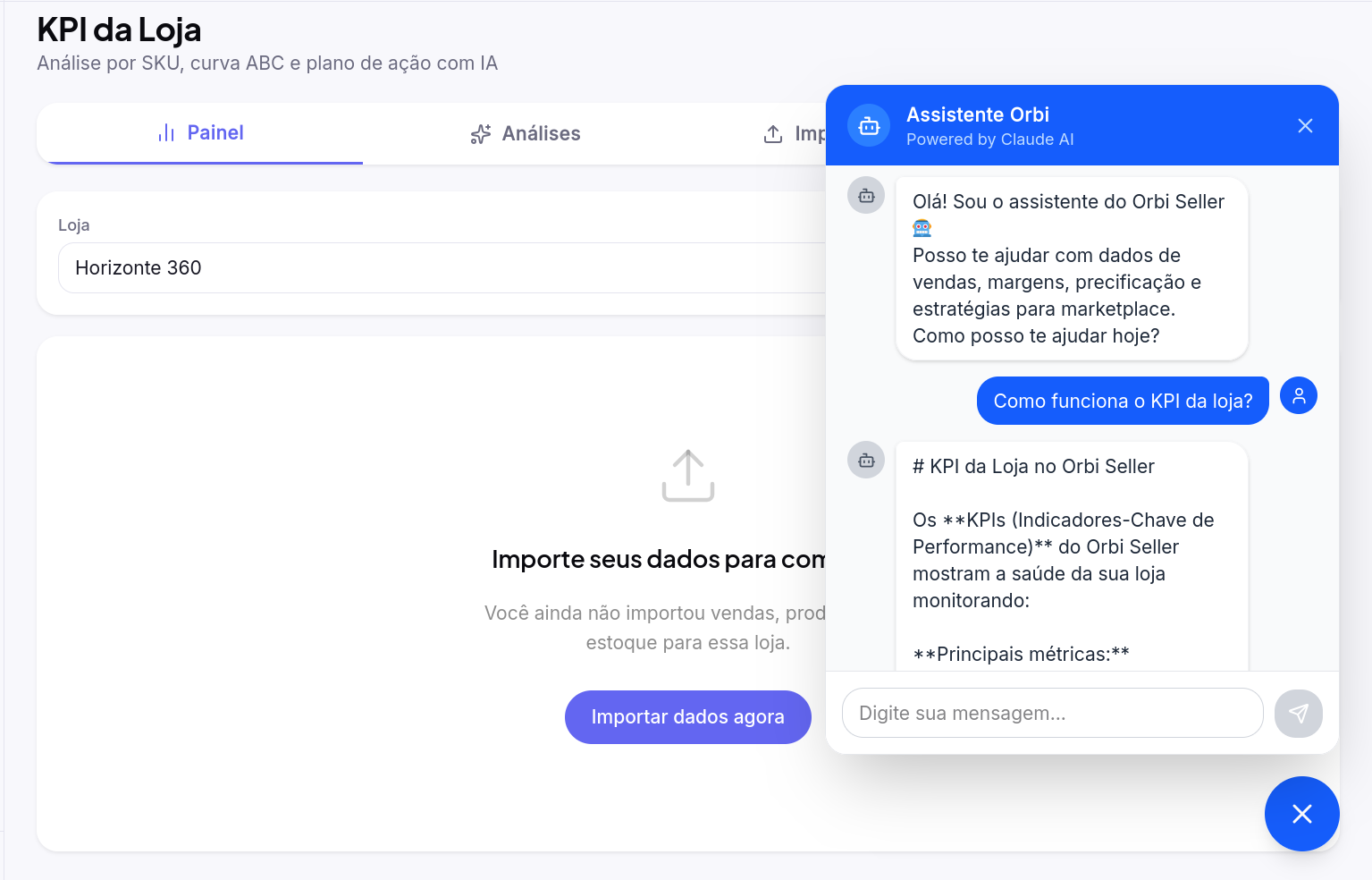 Assistente Orbi IA — tela 1