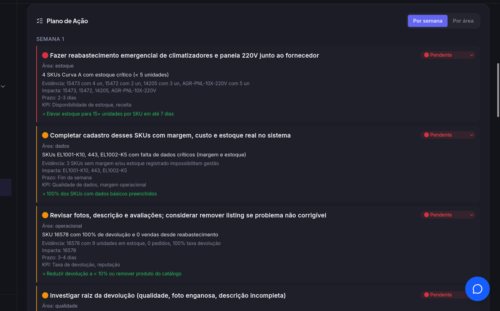 KPI da loja do Orbi Seller — tela 5